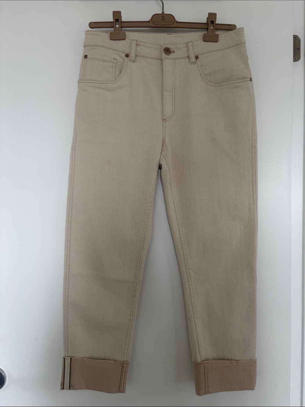 Brunello Cucinelli Ivory Cuffed Jeans – IT 42 / US 6